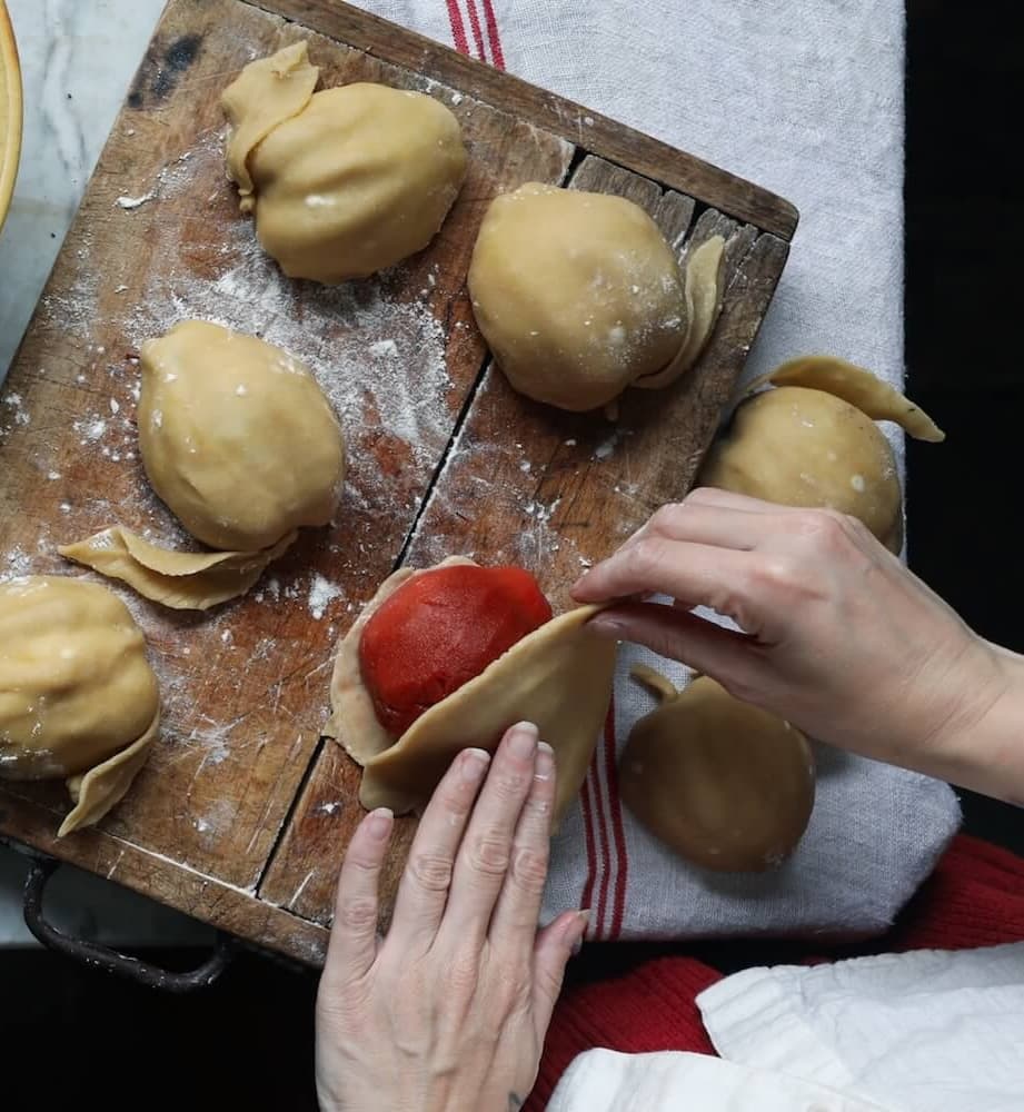 Quince pies being prepared